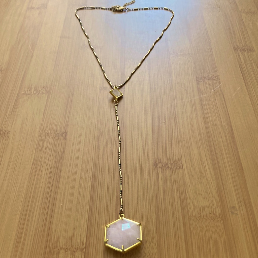 Panacea Rose Quartz Hexagon Drop Necklace